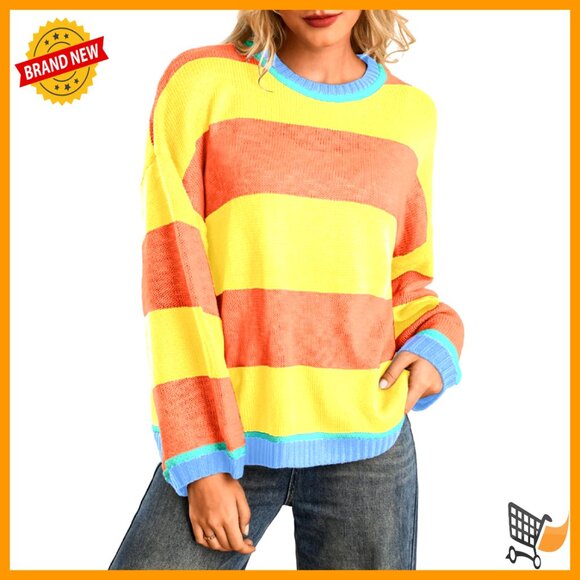 Oversized Striped Sweater, Drop Shoulder, Long Sleeve, Halloween Costume - Picture 1 of 7
